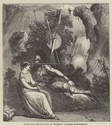 Szene aus dem neuen Stück Ingomar im Drury-Lane-Theater